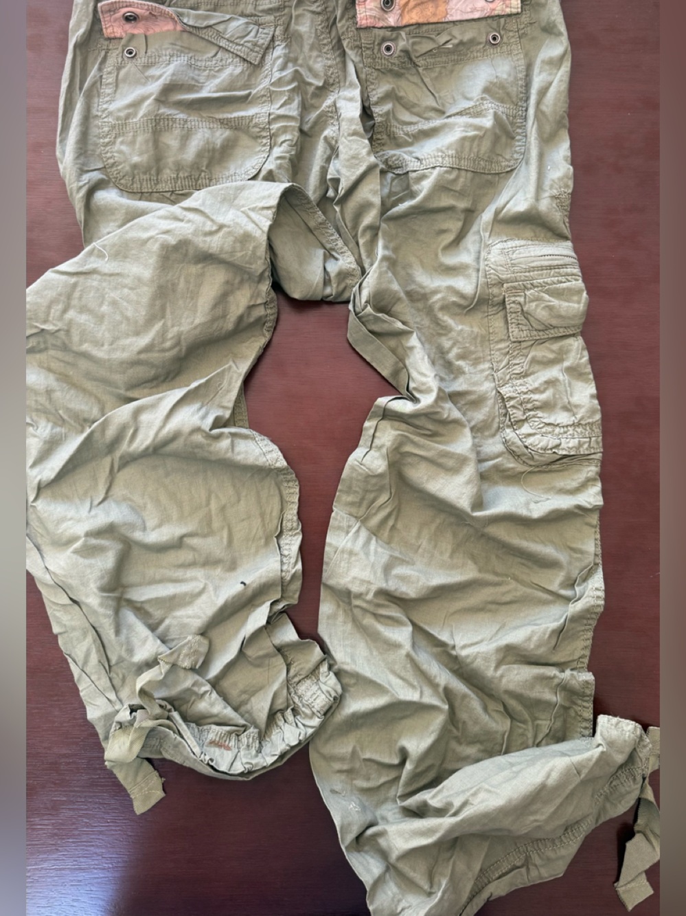 Women's Olive Green Cargo Utility Pants with Belt - Picture 2 of 2